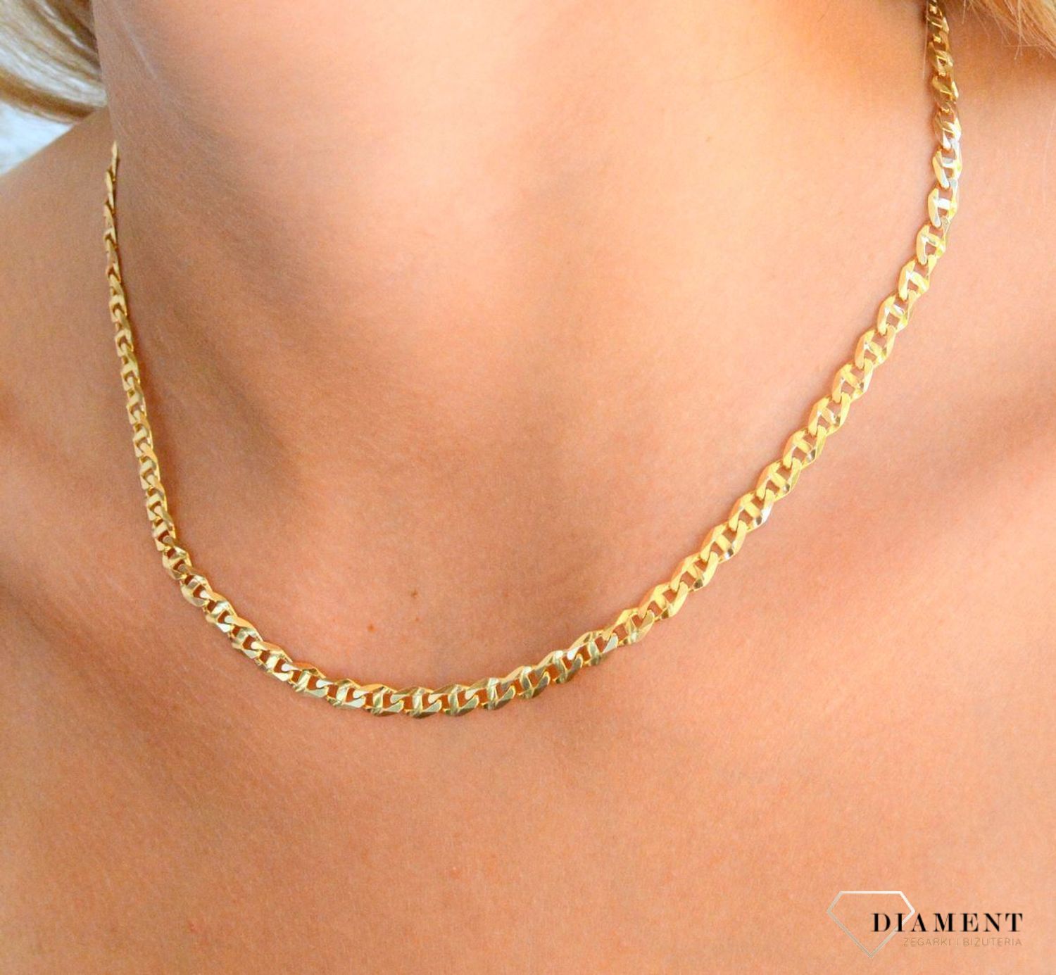 Złoty łańcuszek 585 pancerka 5 mm DIA-LAN-1532-585 5mm. Złoty łańcuszek próby 585. Złoty łańcuszek pancerka. 2.jpg